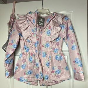 Disney princess hooded rain coat size 7-8 and matching umbrella